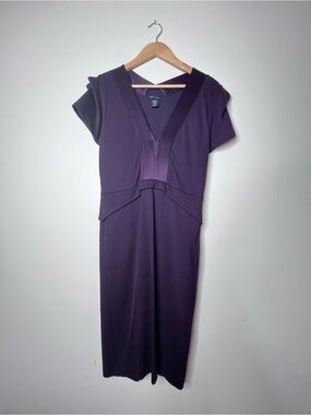Moda International Deep Purple V-Neck Midi Dress